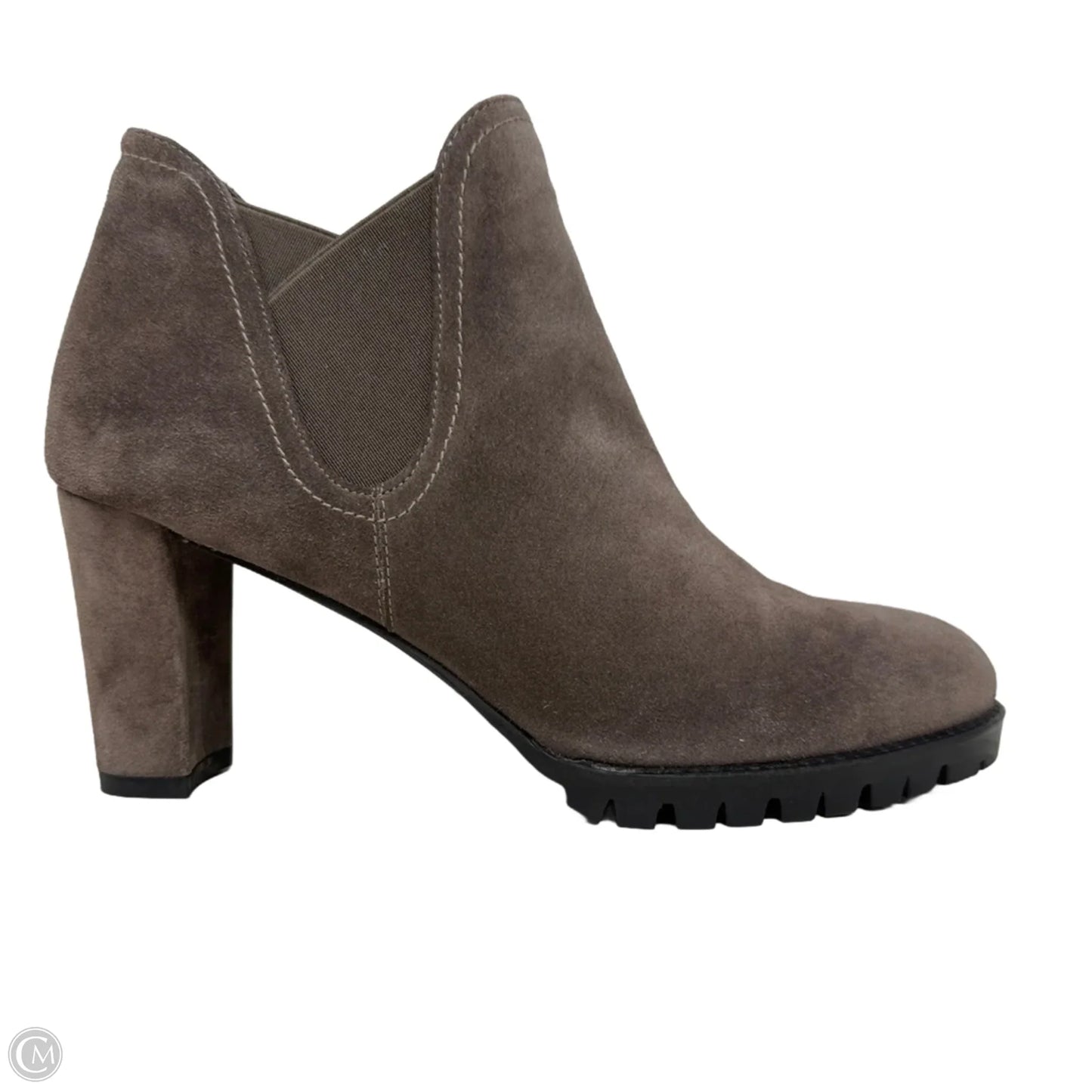 Jackson Suede Lug Sole Booties Designer By Stuart Weitzman In Taupe, Size: 9