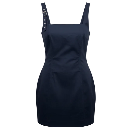 Belted Shoulder Strap Mini Dress By Maeve In Navy, Size: L
