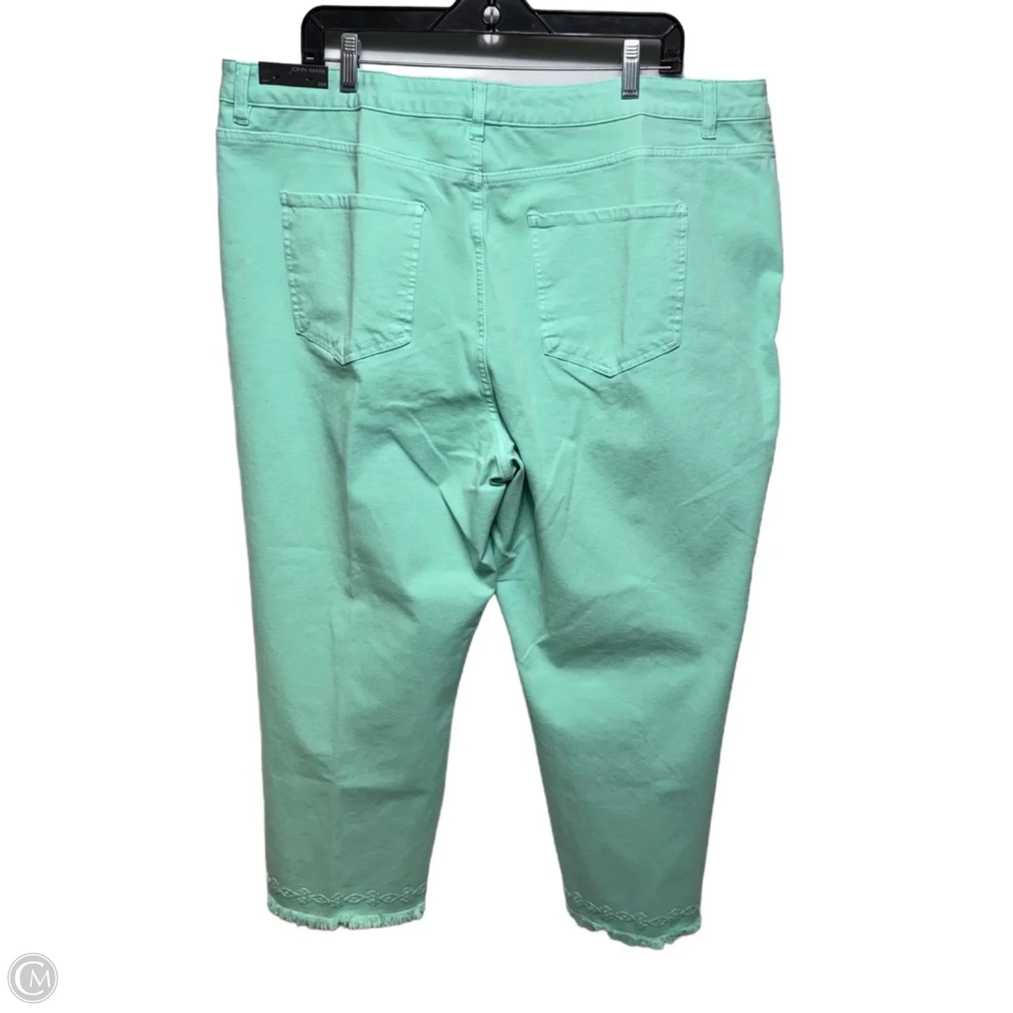 Spring Fling Crop Jeans Straight By John Mark In Aqua, Size: 22