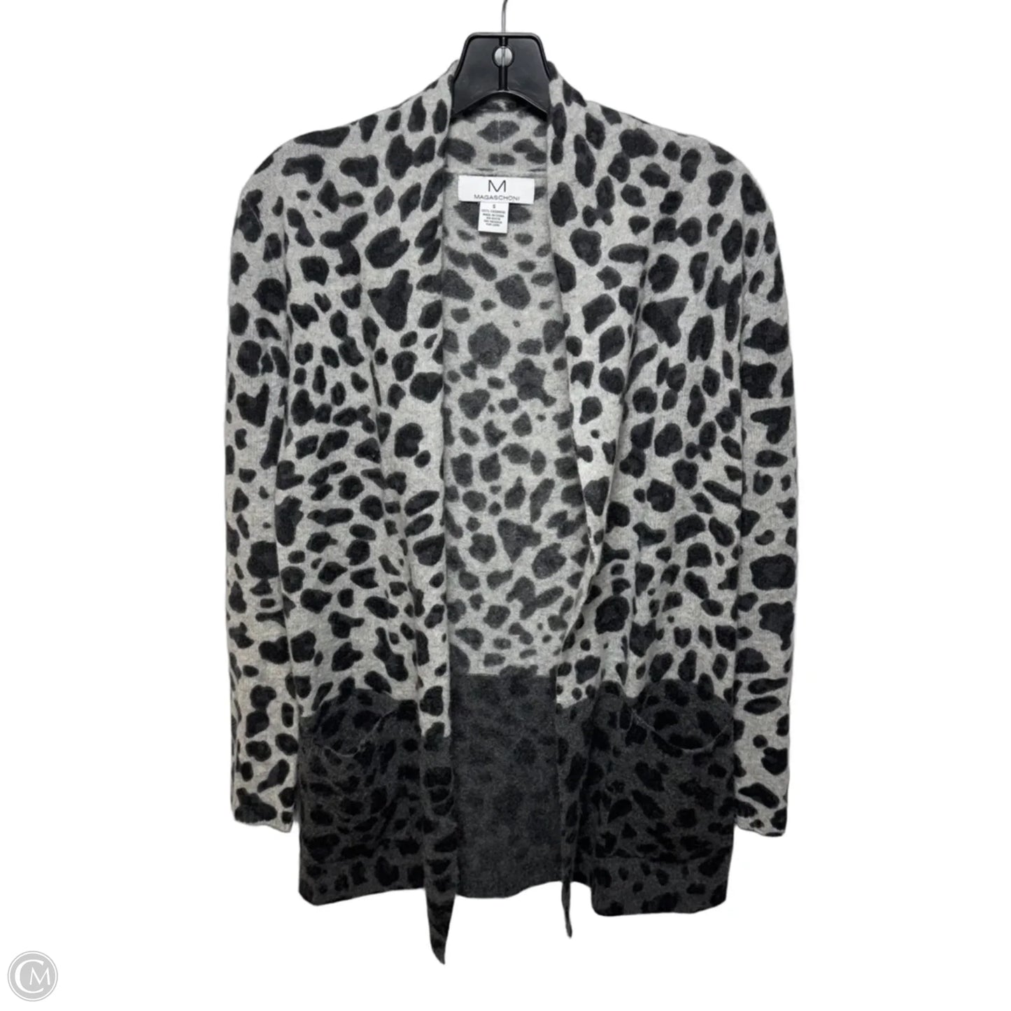 Sweater Cardigan Cashmere By Magaschoni In Black & Grey, Size: S