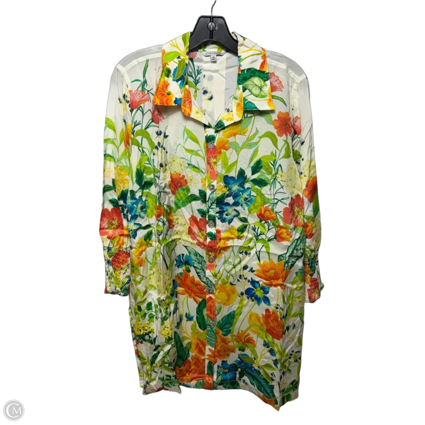 Del Mar Tunic 3/4 Sleeve By John Mark In Floral Print, Size: M