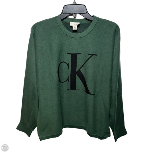 Cotton Logo Sweater By Calvin Klein In Green, Size: L
