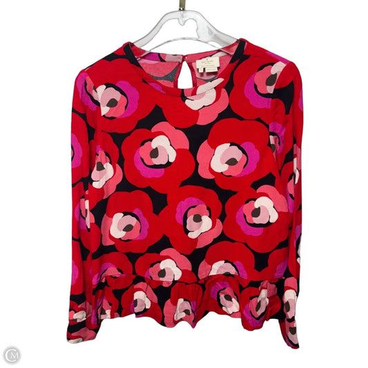 Top Long Sleeve Designer By Kate Spade In Floral Print, Size: 8