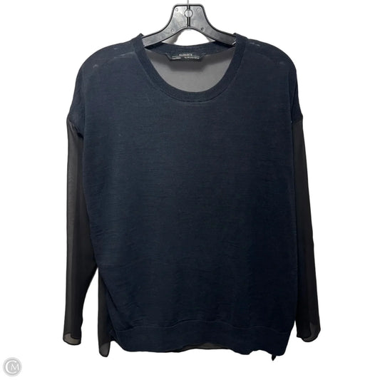 Half Sheer Top Long Sleeve Designer By All Saints In Black, Size: 4