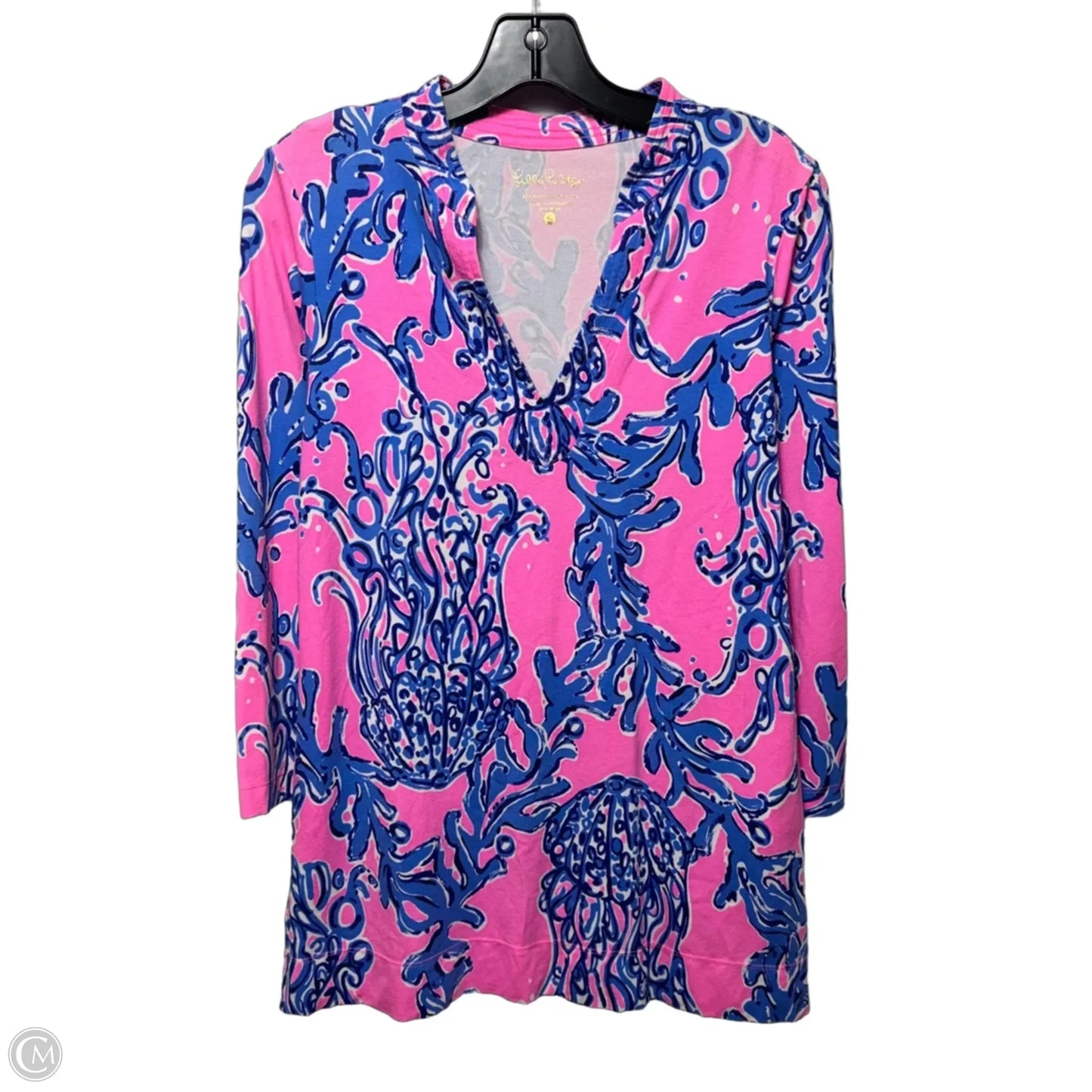 Top Long Sleeve Designer By Lilly Pulitzer In Blue & Pink, Size: S