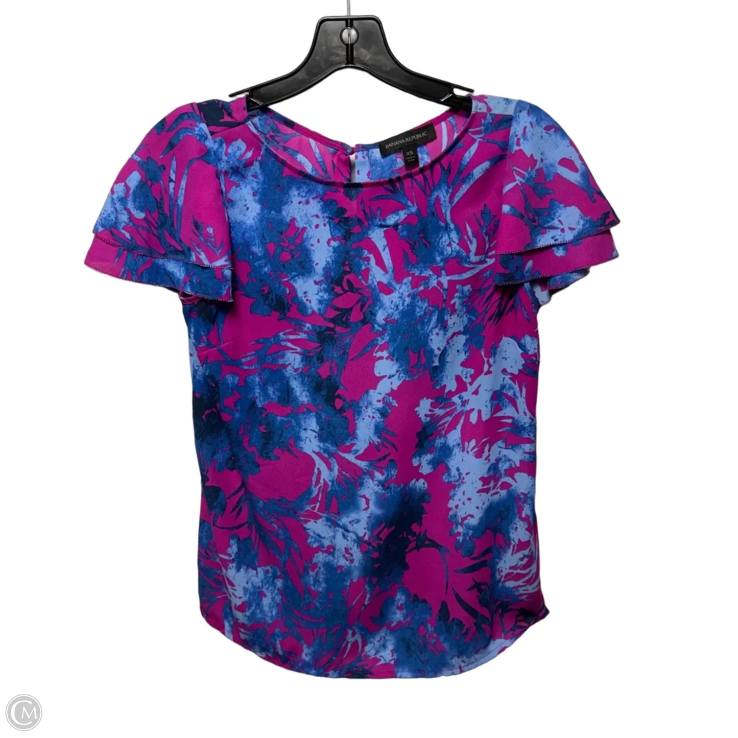 Top Short Sleeve By Banana Republic In Blue & Pink, Size: Xs