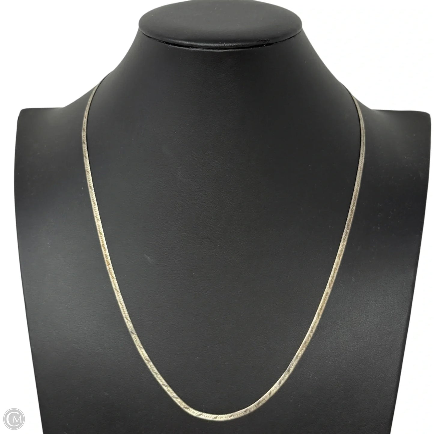 Vintage Italian Sterling Silver Etched Herringbone Chain Necklace