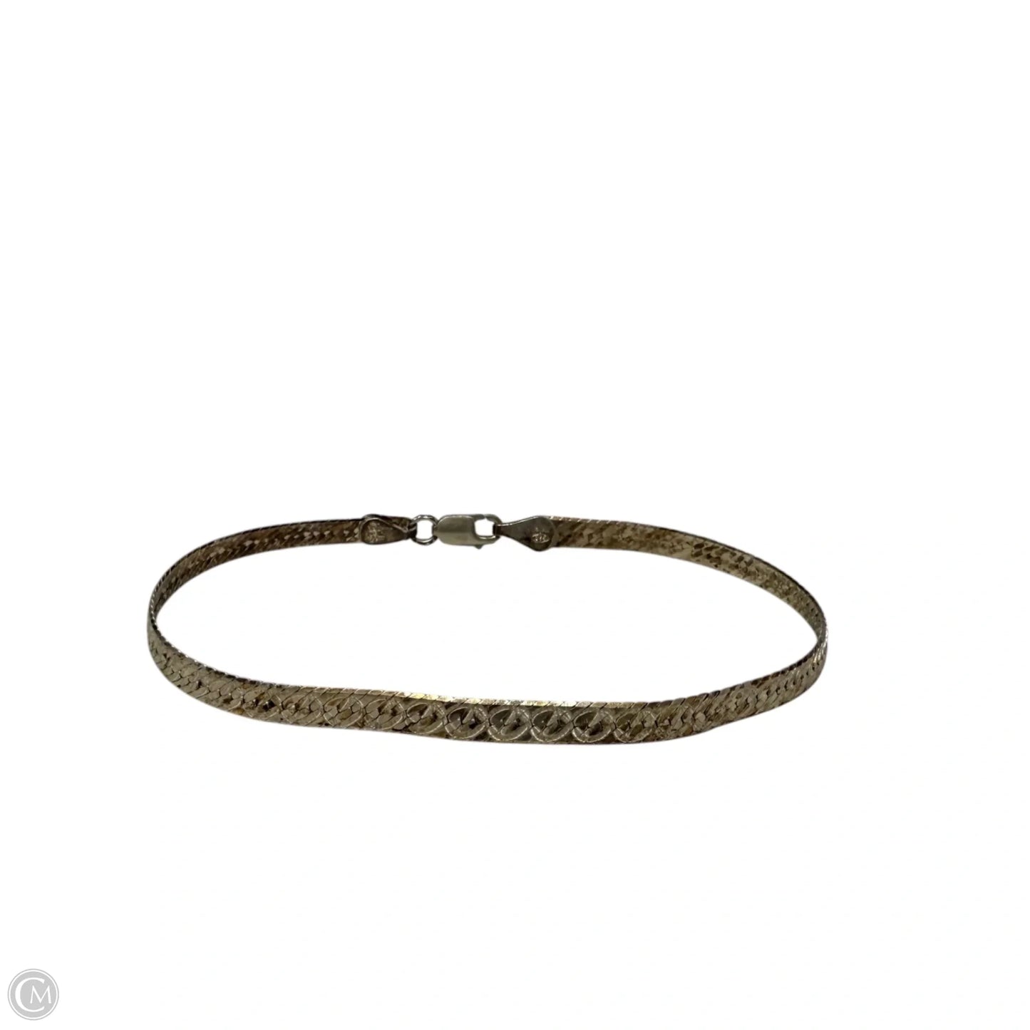 Vintage Italian Sterling Silver Etched Herringbone Chain Bracelet By Milor Italy