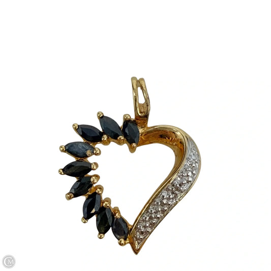 Gold Over Sterling Silver & Sapphire Open Heart Pendant By Ross Simons