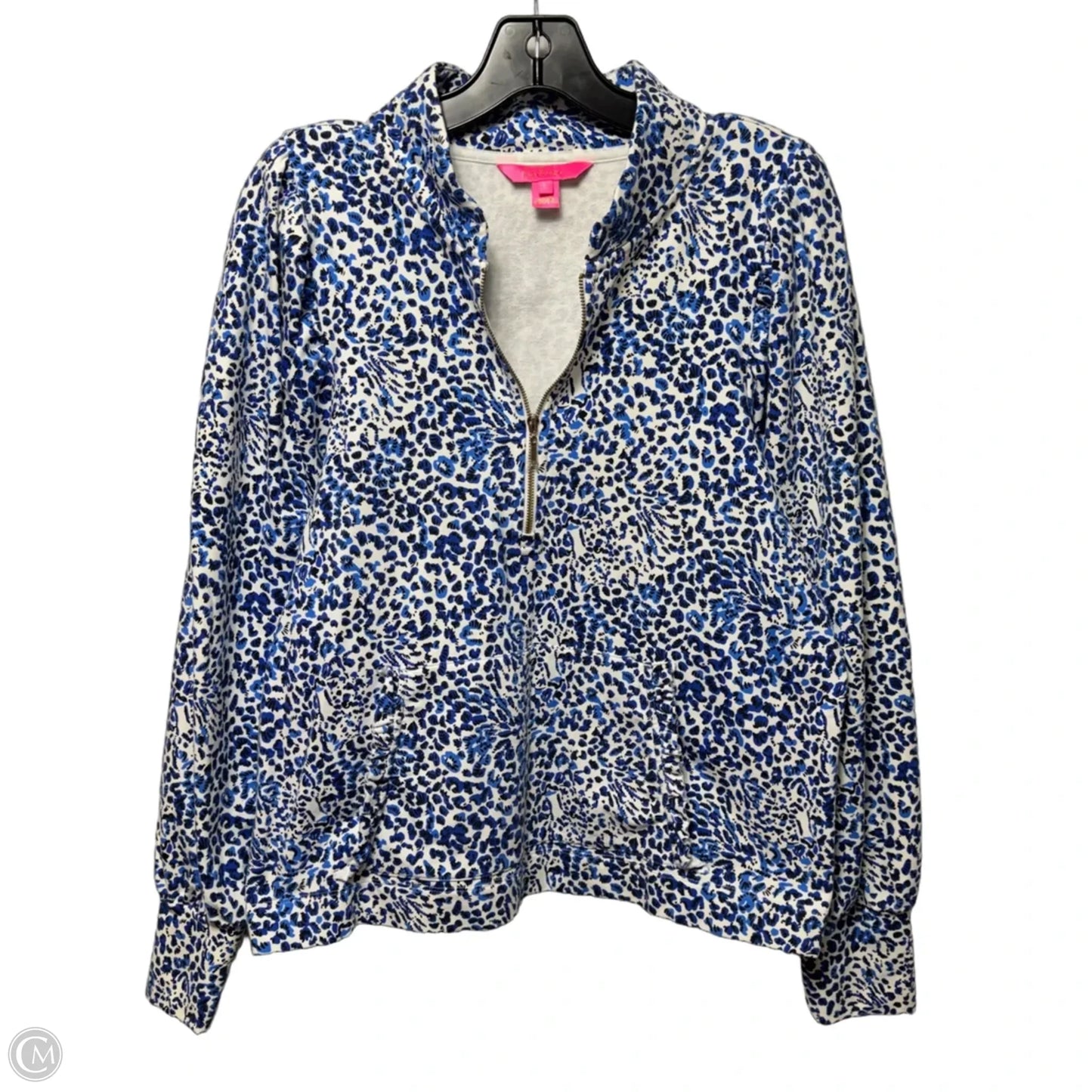 Top Long Sleeve Designer By Lilly Pulitzer In Blue & White, Size: L