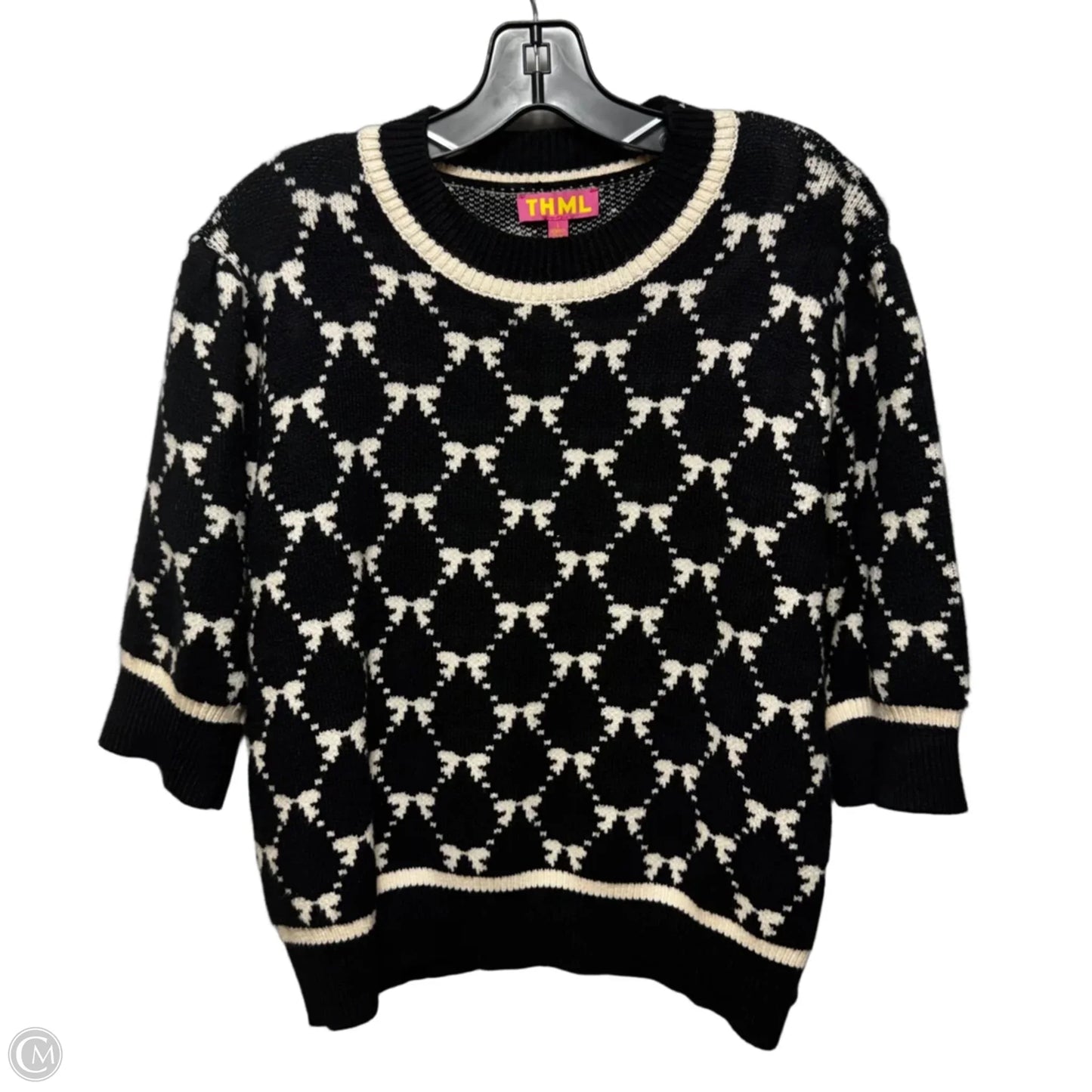 Bow Sweater By Thml In Black & Cream, Size: L