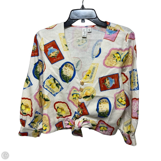 Linen Blend Top Long Sleeve By Joie In Multi-colored, Size: M