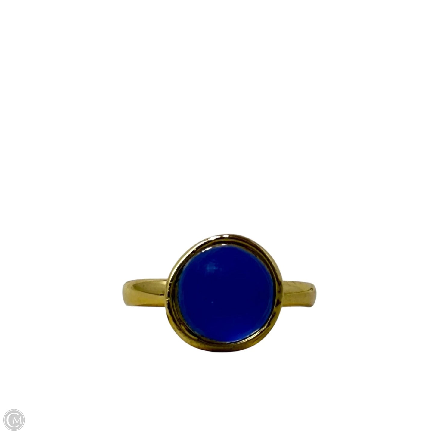 Lucite Mini Sphere Ring (Light Blue/Gold) By Alexis Bittar, Size: 5.5