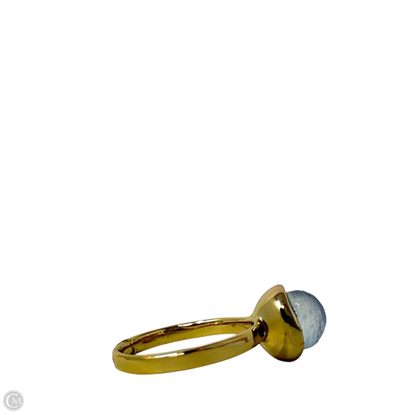 Lucite Mini Sphere Ring (Light Blue/Gold) By Alexis Bittar, Size: 5.5