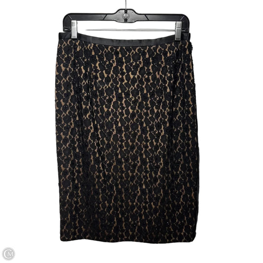 Beaded Lace Skirt Midi By Carmen Marc Valvo In Black, Size: 6