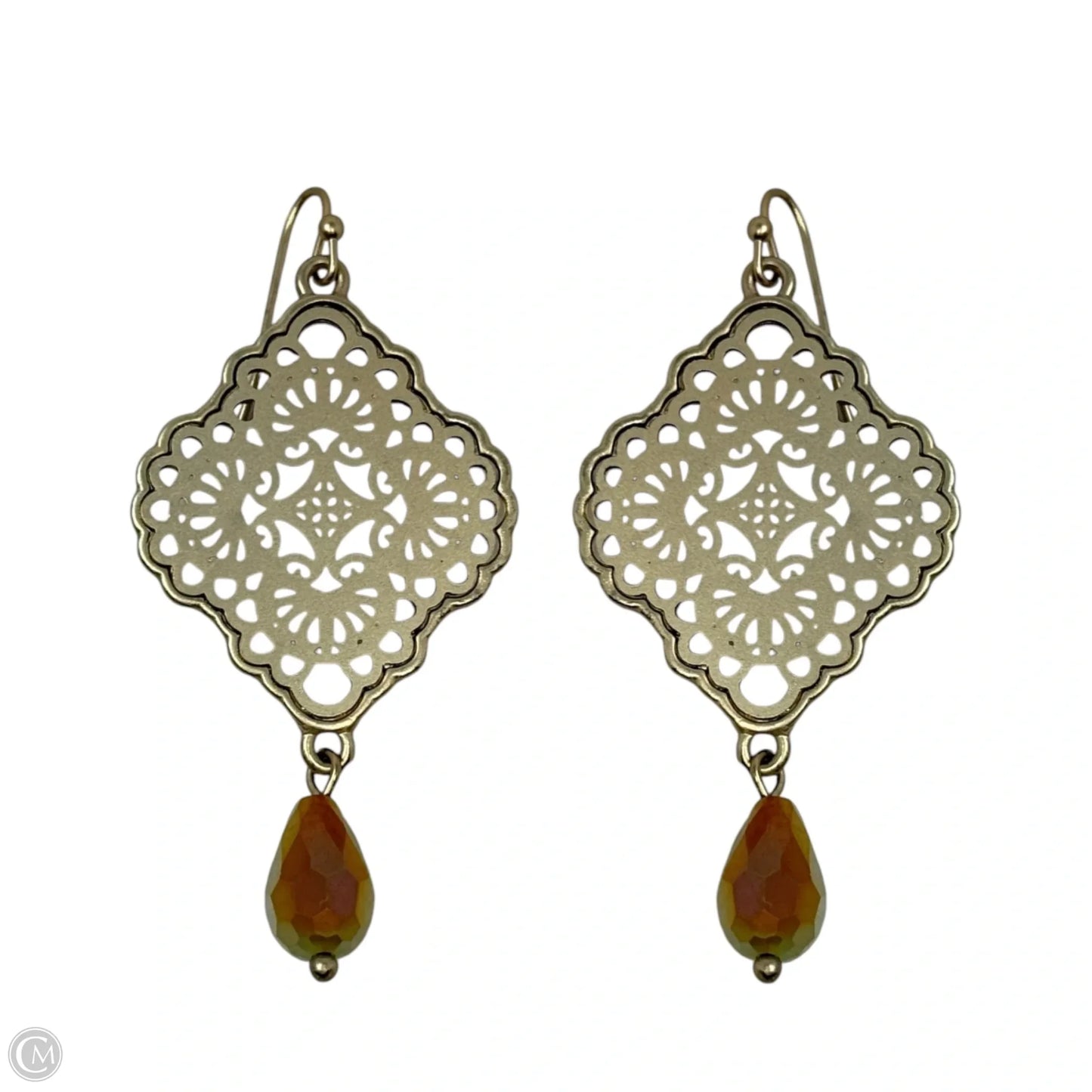 Filigree & Crystal Dangle Earrings
