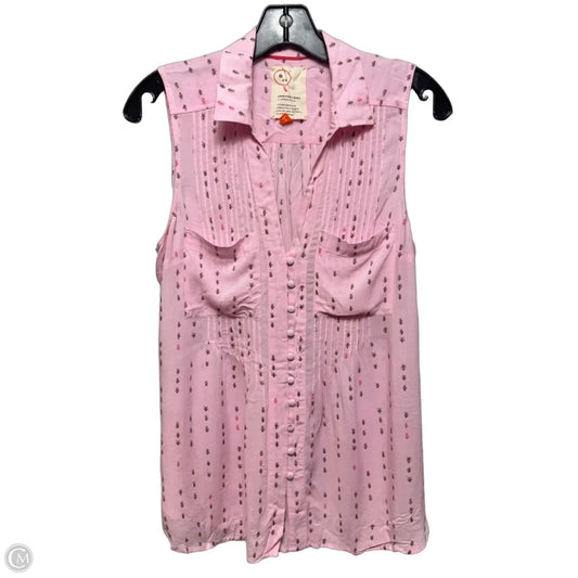 Ants Pin Tuck Top Sleeveless By Anthropologie In Pink, Size: S