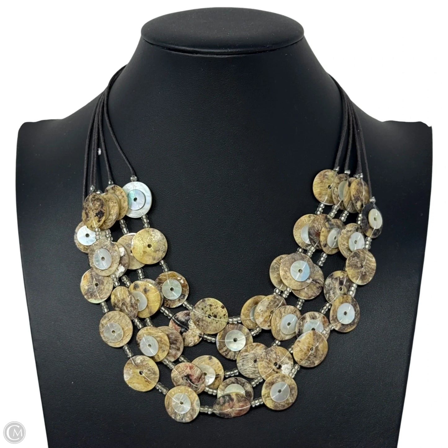 Layered Shell Button Statement Necklace