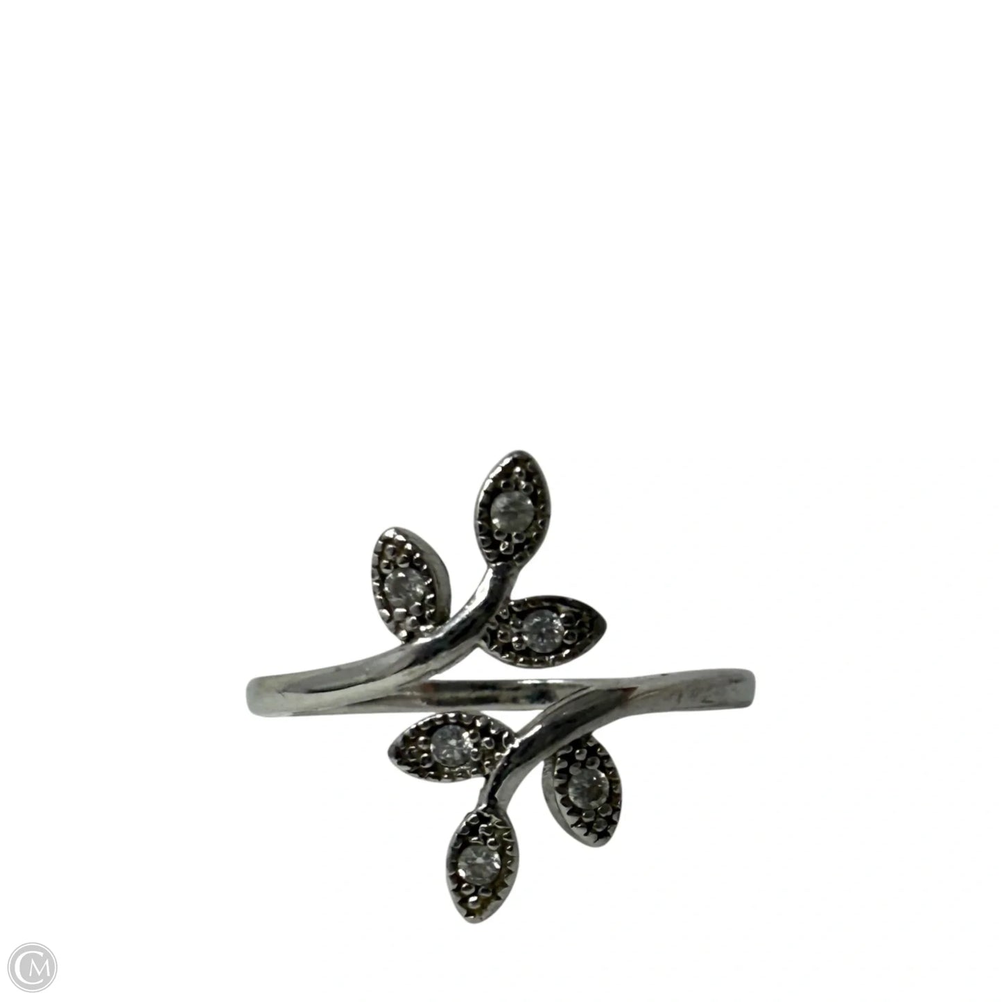 Sterling Silver & CZ Leaf Bypass Ring By IBB, Size: 8
