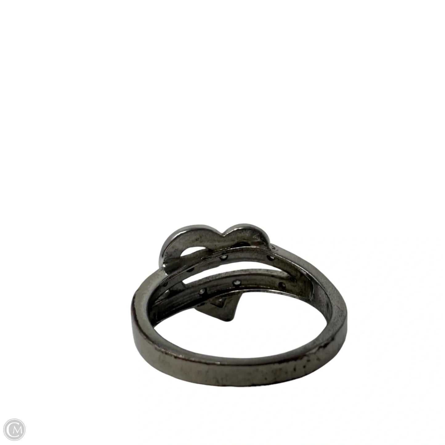 Vintage Sterling Silver & Cubic Zirconia Heart Statement Ring, Size: 9