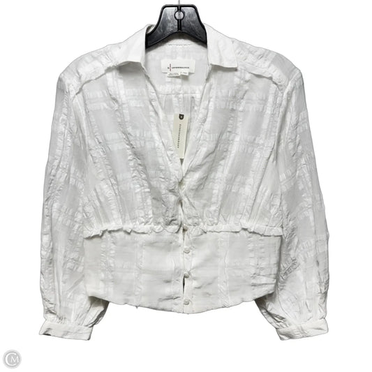 Smocked Buttondown Blouse By Anthropologie In White, Size: XXS