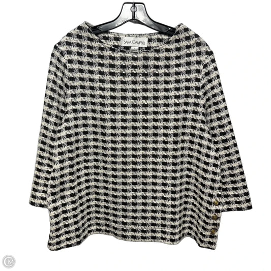 Houndstooth Top 3/4 Sleeve By Sara Campbell In Checkered Pattern, Size: Xl