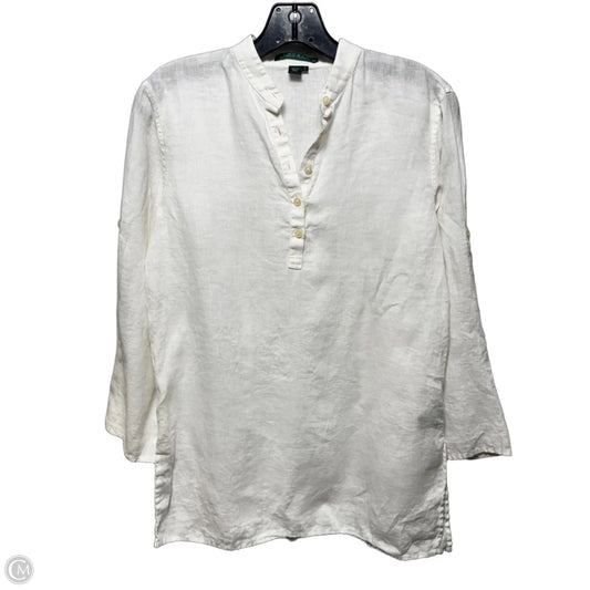 Linen Top Long Sleeve By Lauren By Ralph Lauren In White, Size: S