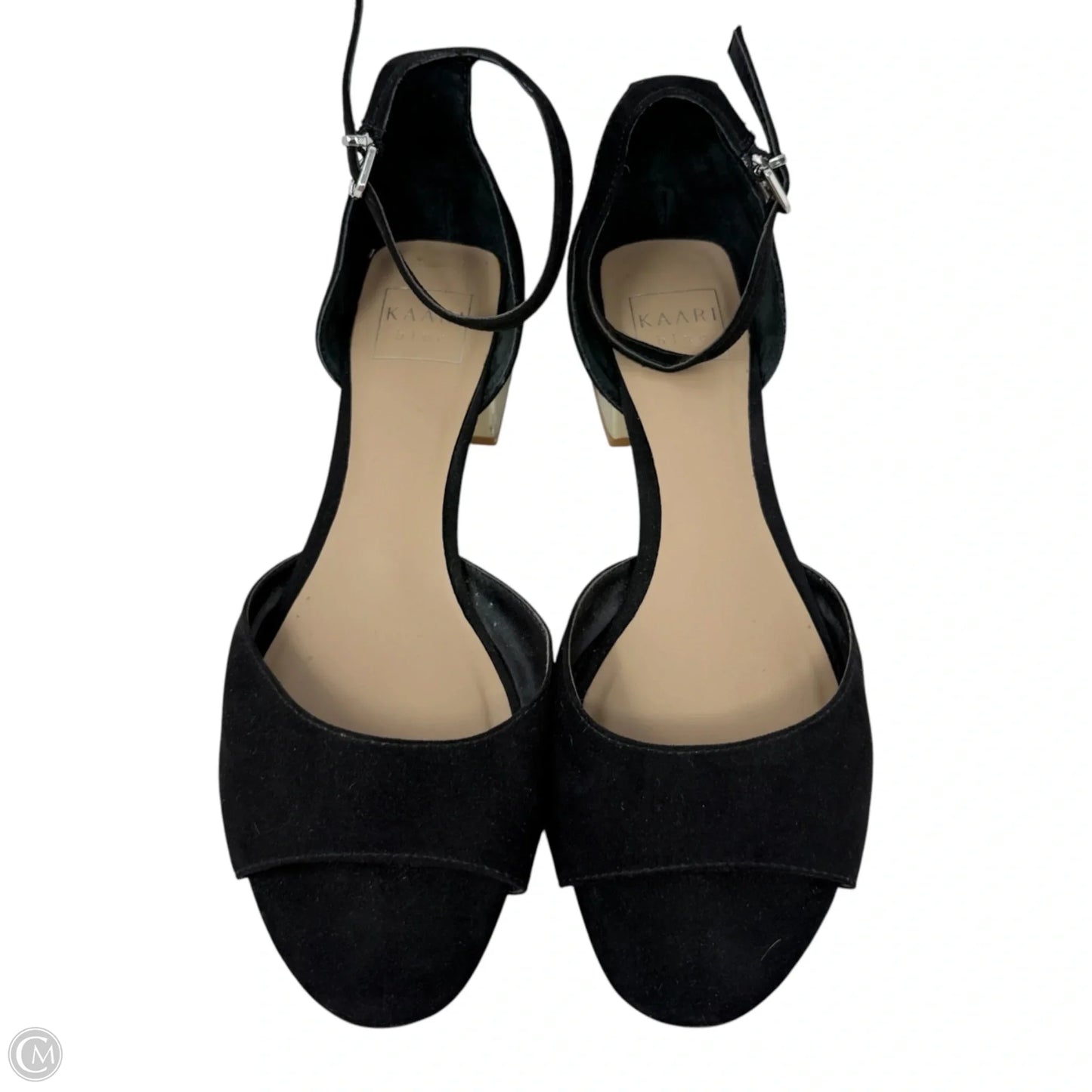 Danni  Block Heel Sandals By Kaari Blue In Black & Gold, Size: 8.5