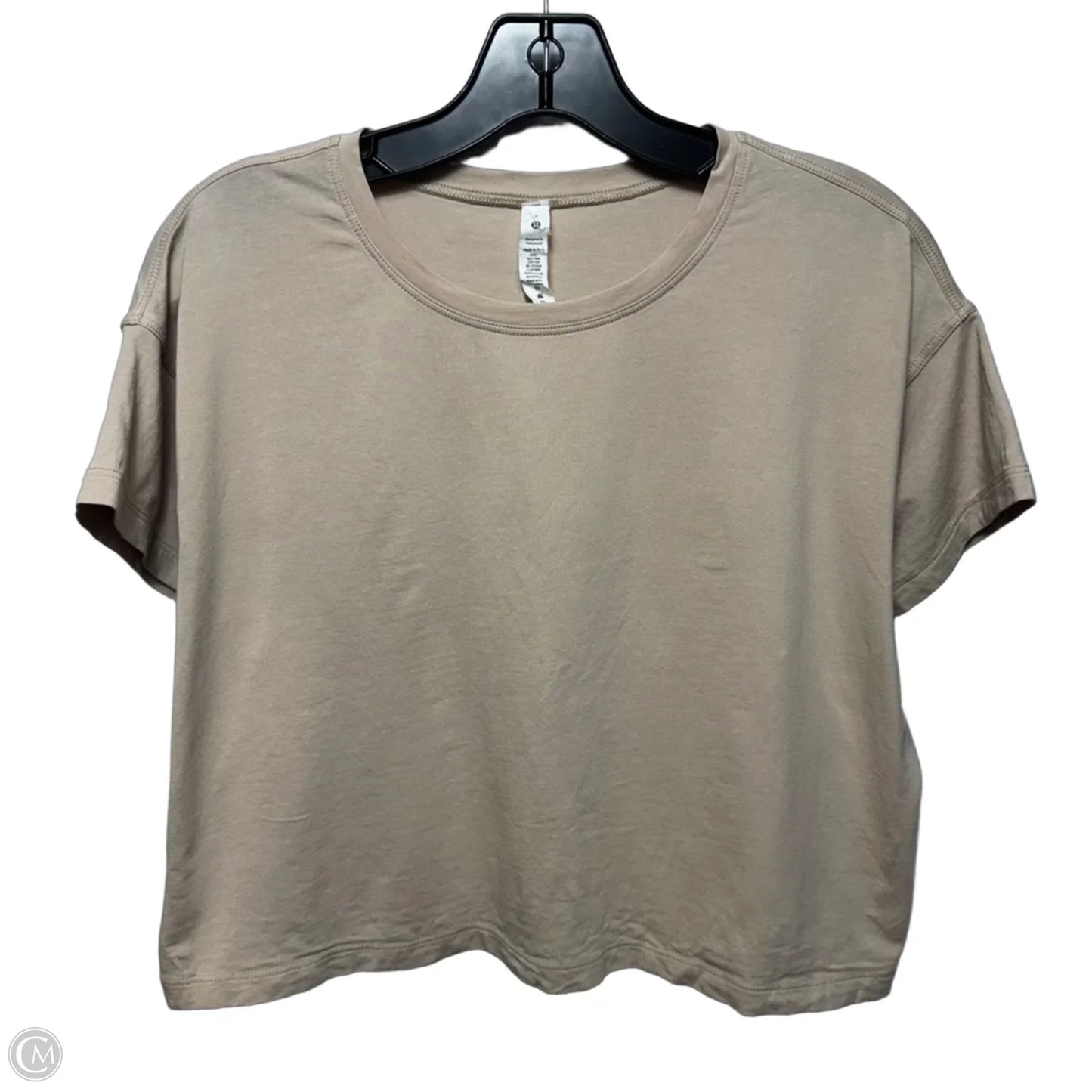 Cropped Athletic Top Short Sleeve By Lululemon In Tan, Size: 6