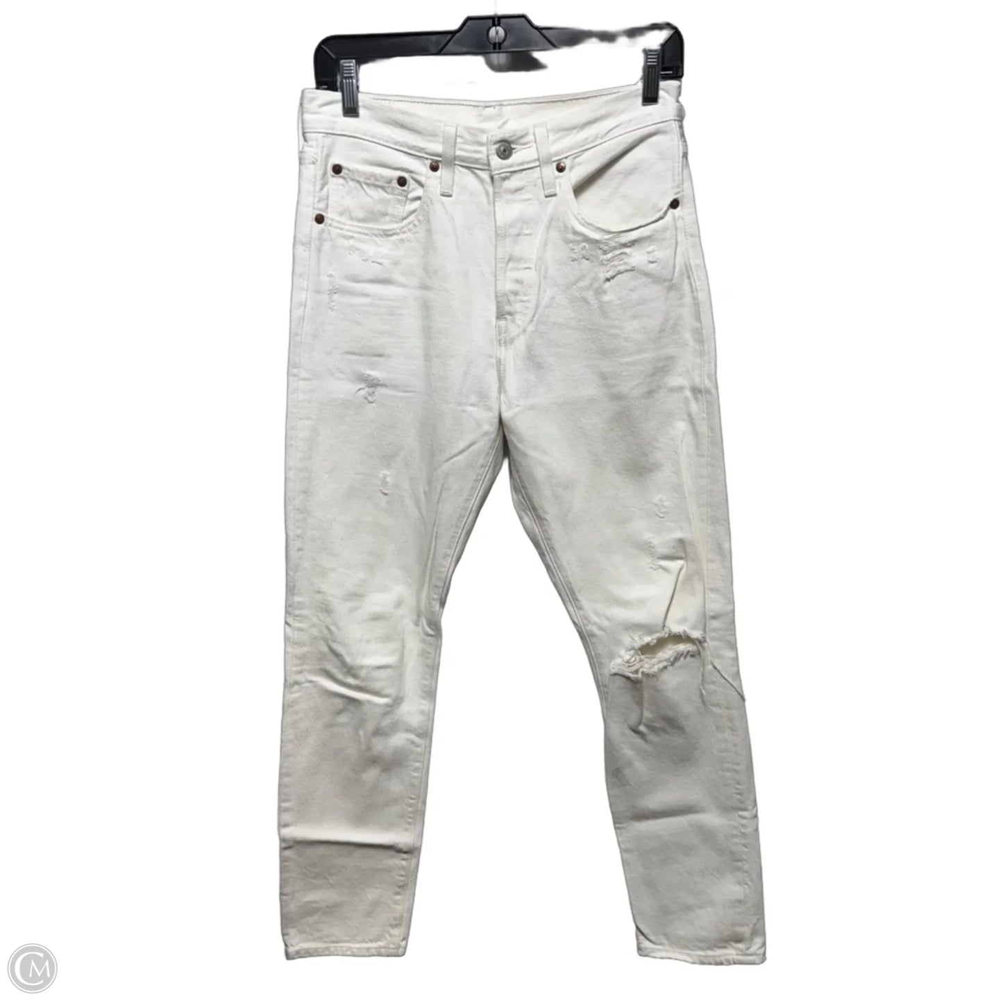 Distressed Jeans Skinny By Levis In White, Size: 4