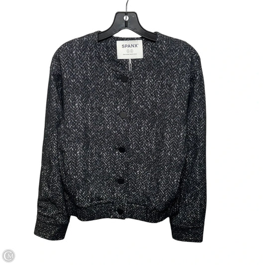 Ponte Bomber Jacket By Spanx In Herringbone Black, Size: M