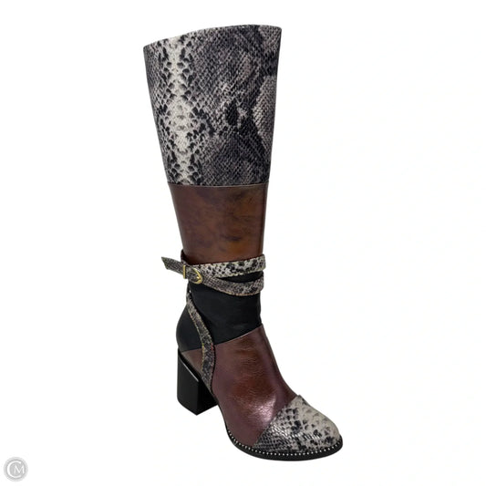 Exguisitie Boots Knee Heels By Spring Step In Snakeskin Print, Size: 37