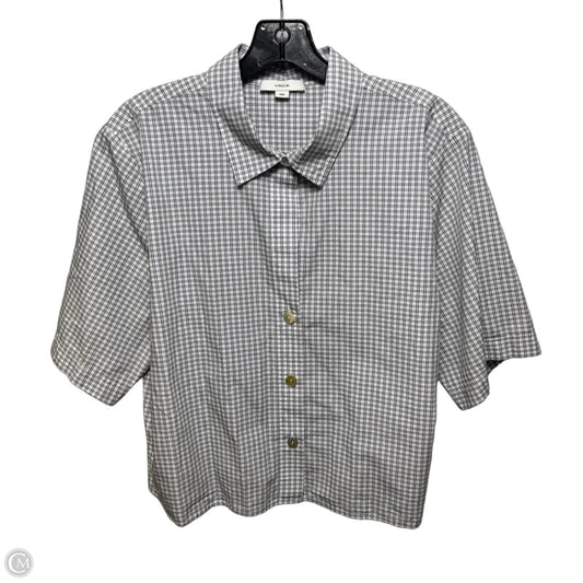 Top Short Sleeve By Vince In Checkered Pattern, Size: M