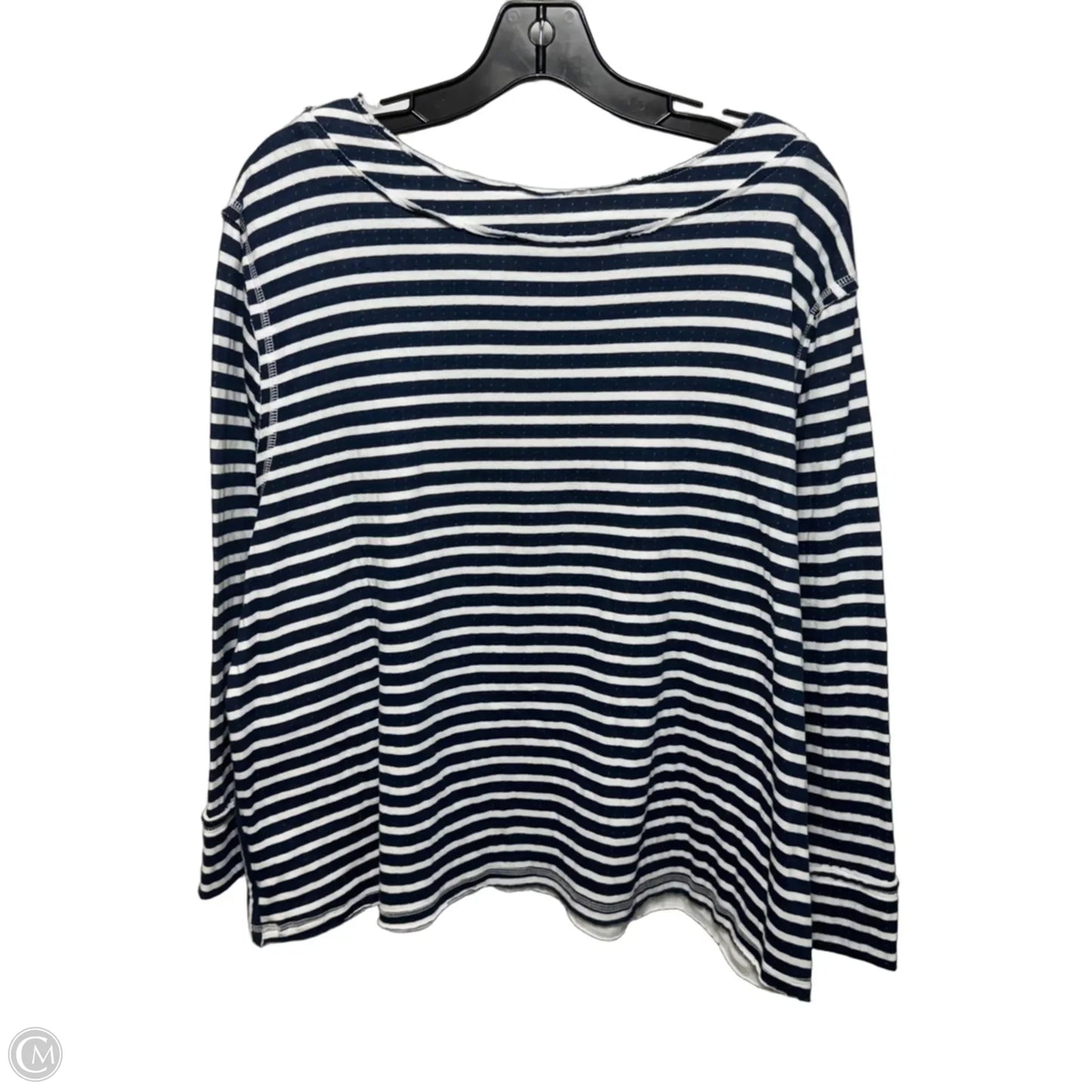 Patch Pocket Top Long Sleeve By liv by habitat In Navy Striped Pattern, Size: Xl