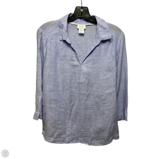 Linen Top 3/4 Sleeve By Sigrid Olsen In Blue, Size: M