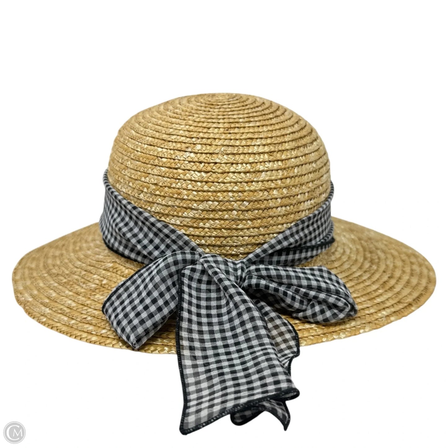 Straw Sun Hat With Gingham Bow By Talbots