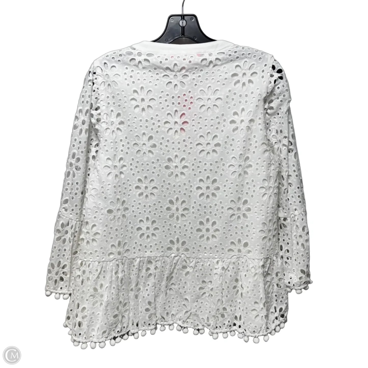 Bekah 3/4 Sleeve Eyelet Top Designer By Lilly Pulitzer In White, Size: M
