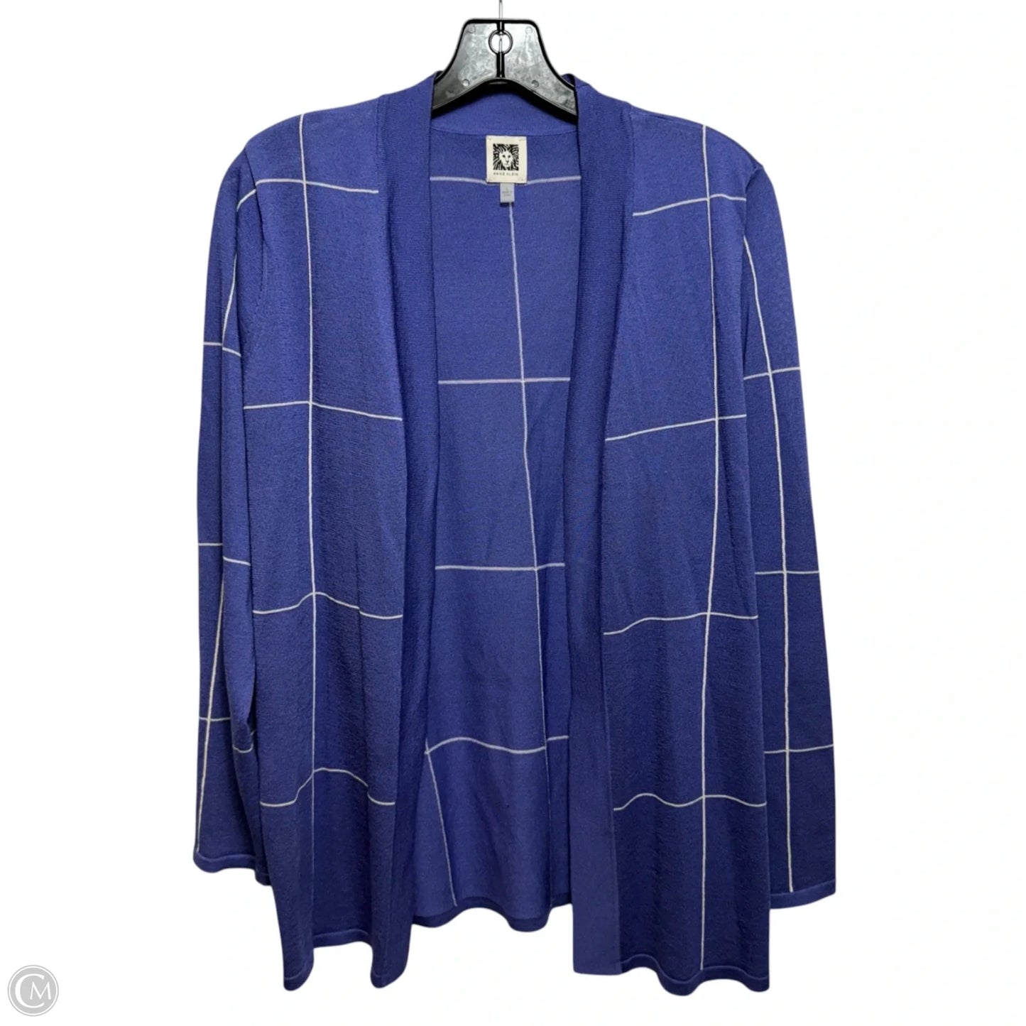 Open Front Sweater Cardigan By Anne Klein In Purple, Size: L