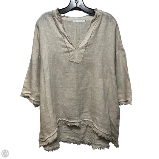 Linen Tunic 3/4 Sleeve By Tempo Paris In Cream, Size: M
