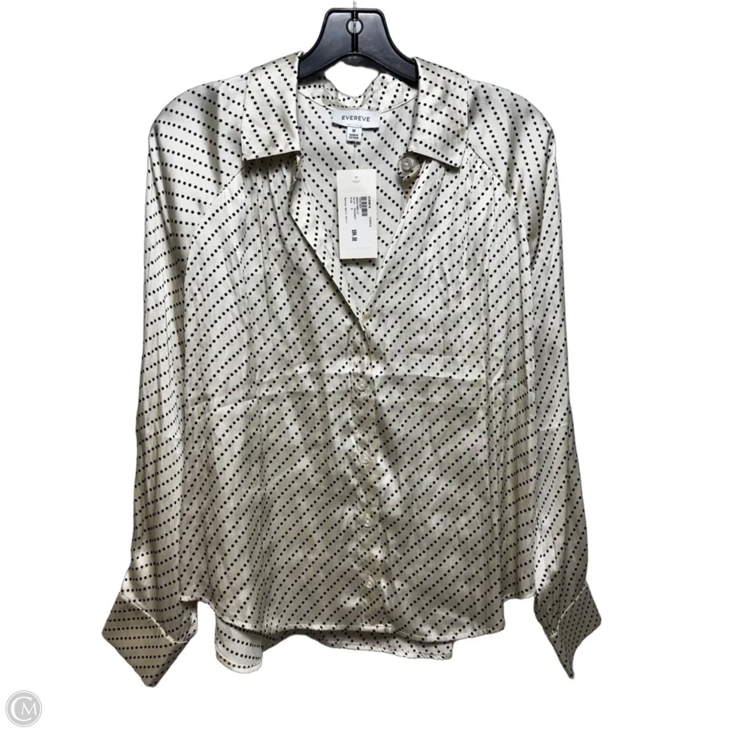 Monica Satin Top Long Sleeve By Evereve In Polkadot Pattern, Size: M
