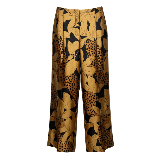 Cheetah Pants By Ann Taylor In Black & Gold, Size: 6p