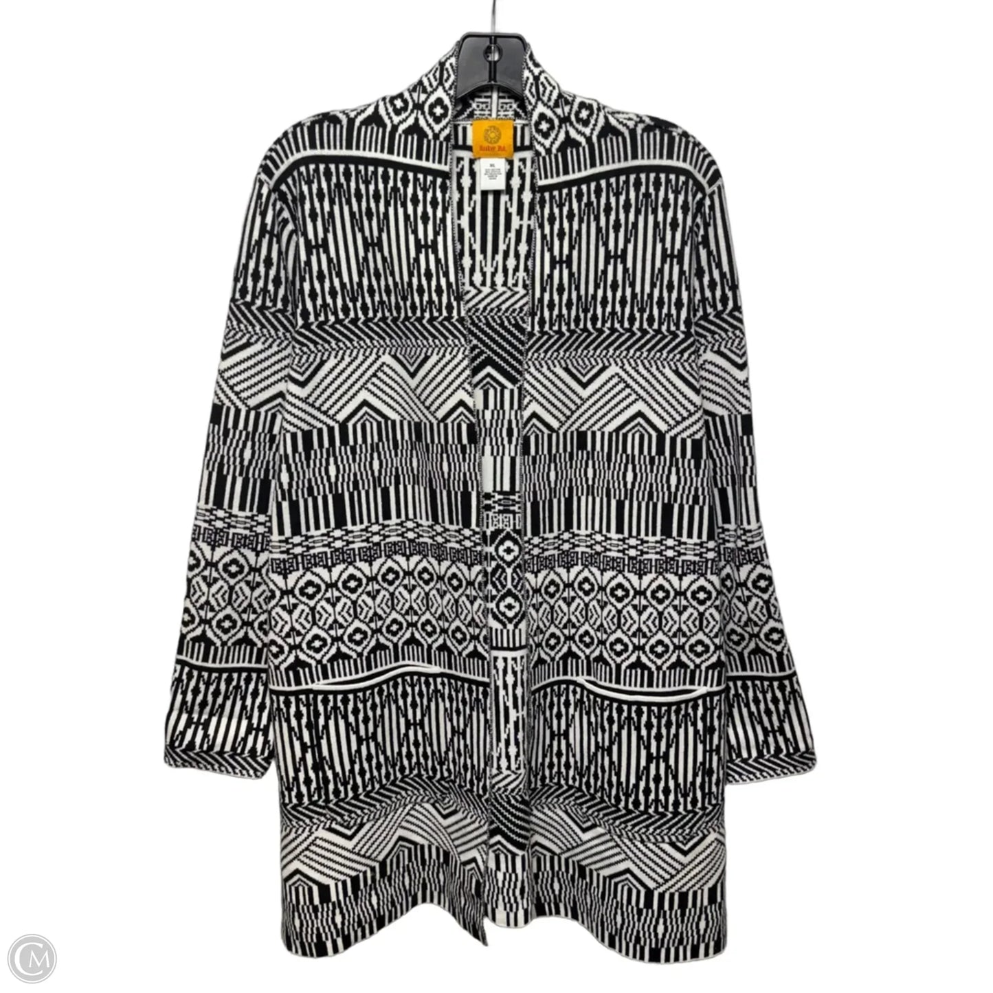Sweater Cardigan By Ruby Rd In Black & White, Size: Xl