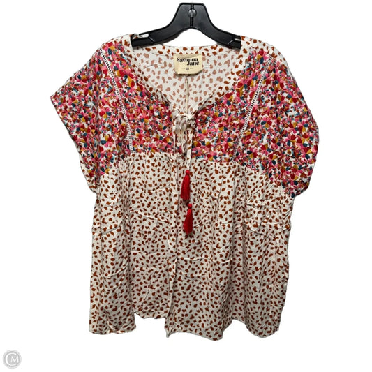 Top Short Sleeve By Savanna Jane In Floral Print, Size: 2x