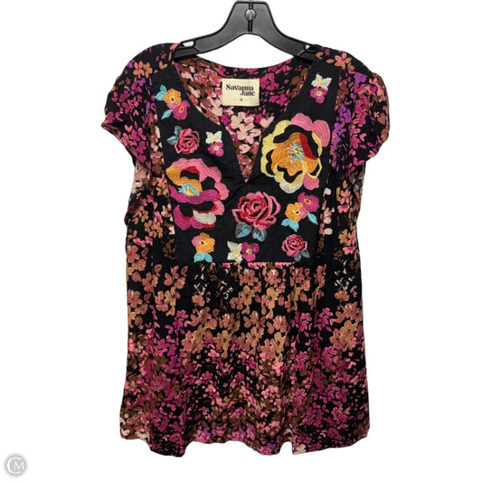 Top Short Sleeve By Savanna Jane In Floral Print, Size: 1x