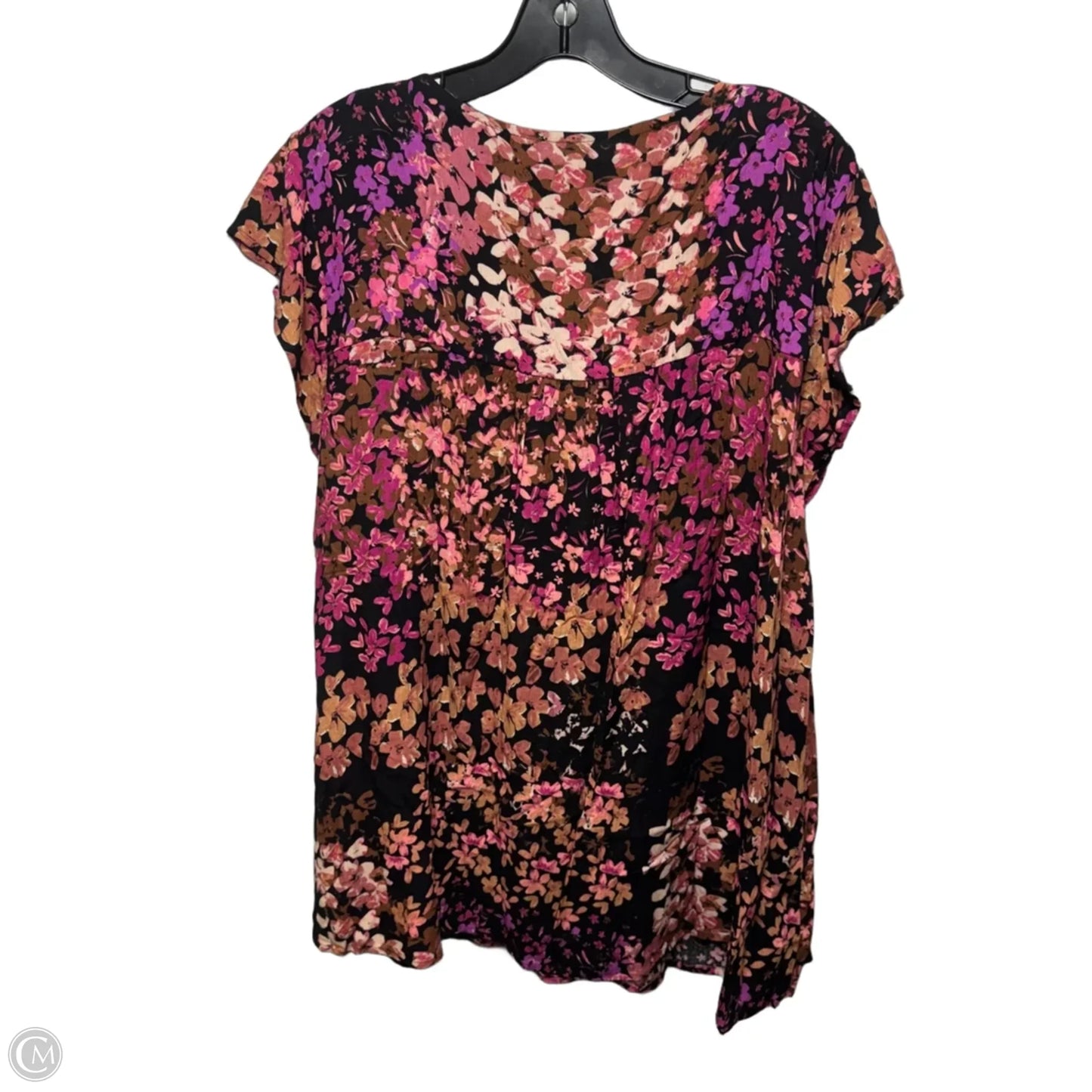 Top Short Sleeve By Savanna Jane In Floral Print, Size: 1x
