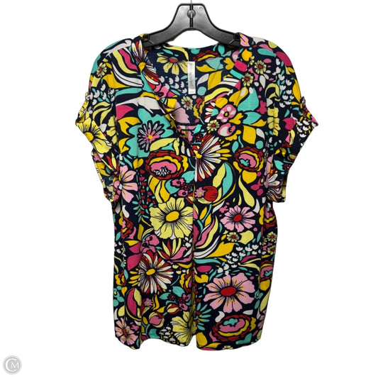 Top Short Sleeve By Dear Scarlett In Floral Print, Size: Xl