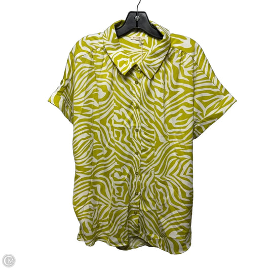 Top Short Sleeve By Jodifl In Green & White, Size: 1x