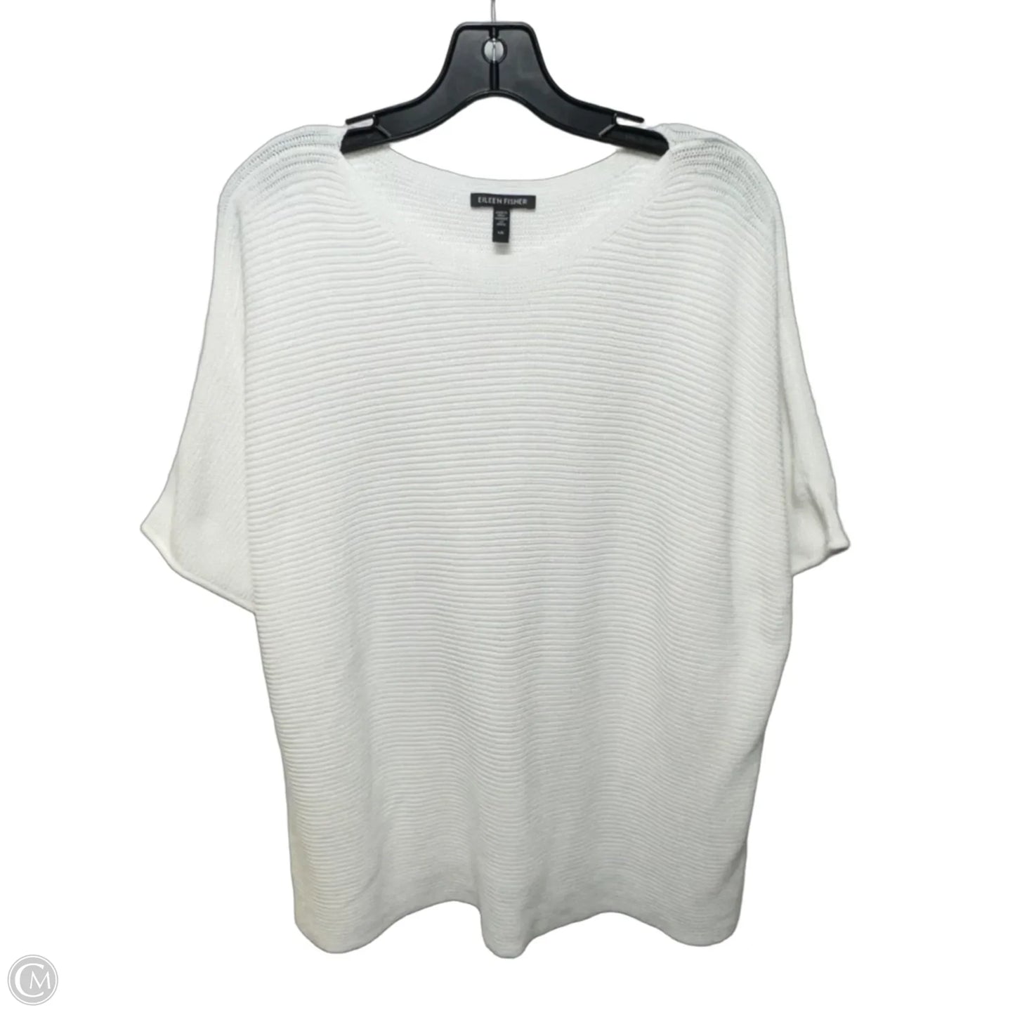 Organic Cotton Short Sleeve Sweater By Eileen Fisher In White, Size: L