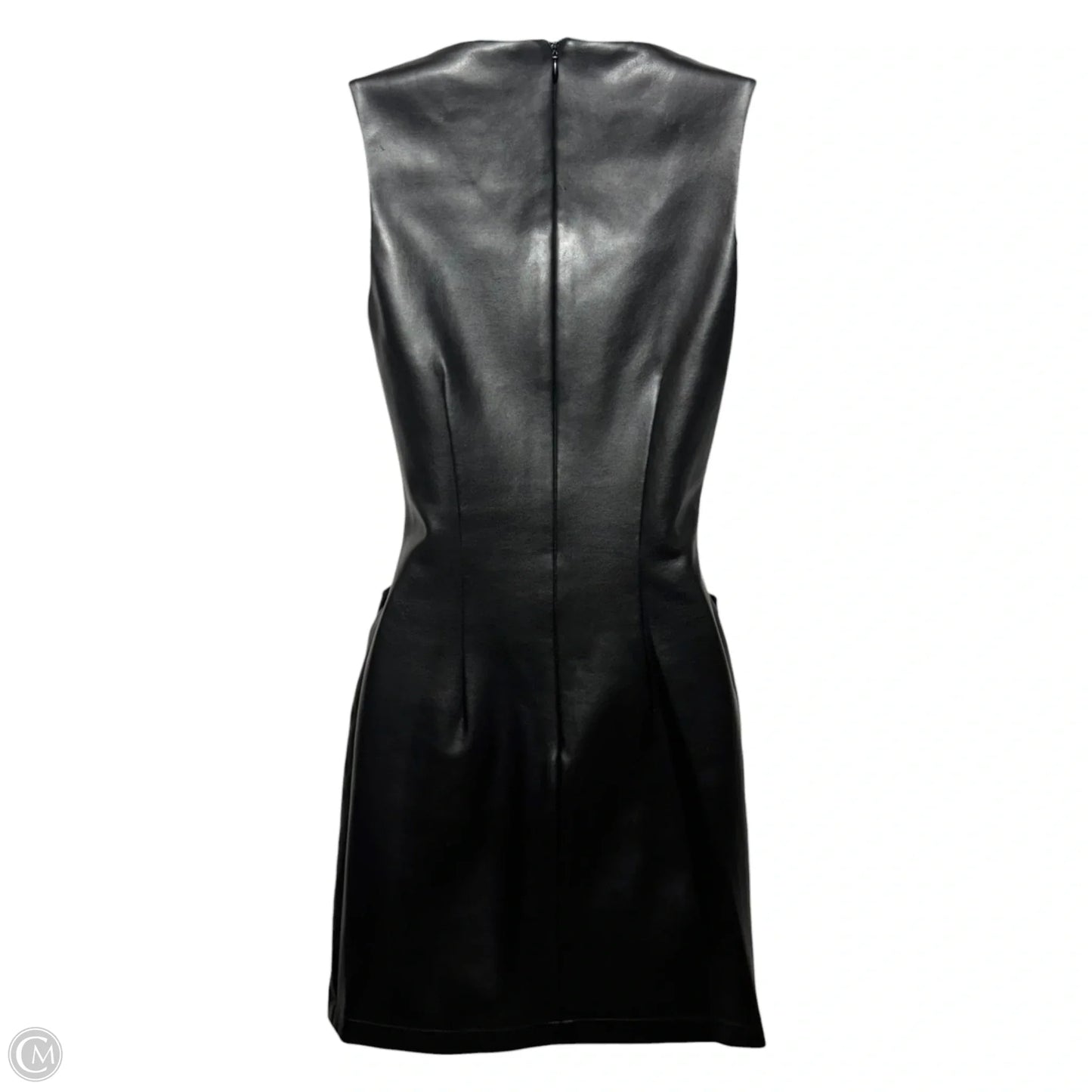 AS IS Faux Leather Sheath Dress Luxury Designer By Versace In Black, Size: 2 (38)