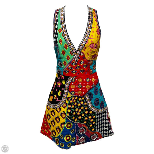 Tennie Beaded Patchwork Dress Designer By Alice + Olivia In Multi-colored, Size: 0